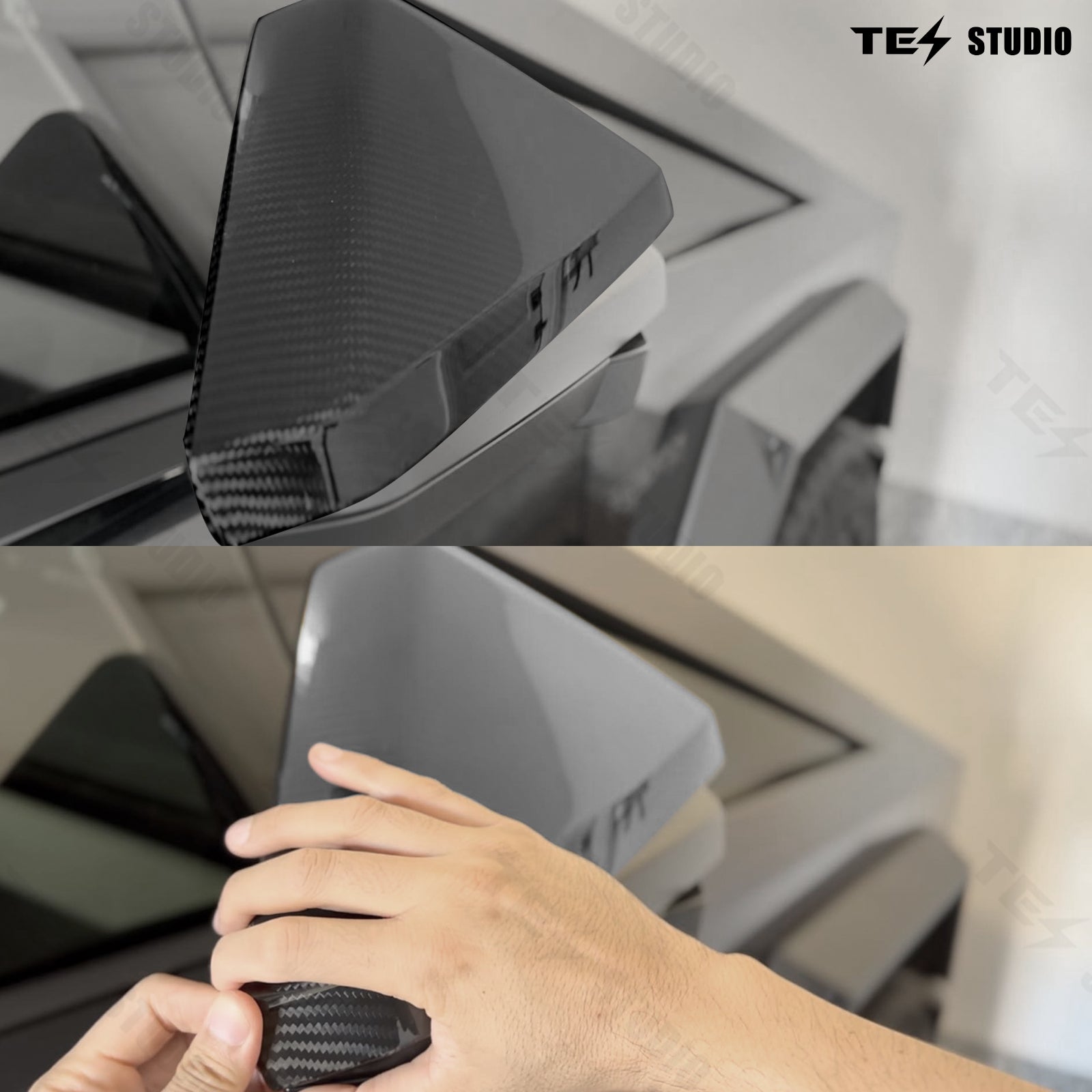 Real Carbon Fiber Side View Mirror Caps for Tesla Cybertruck Exterior Accessories 2PCS Left & Right  Tesstudio