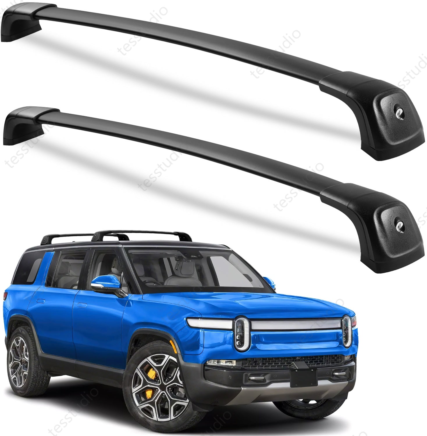 Rivian R1S Lockable Roof Rack Cargo Crossbars Rooftop Luggage Rack Cross Bars Rails Cargo Rack Carrier