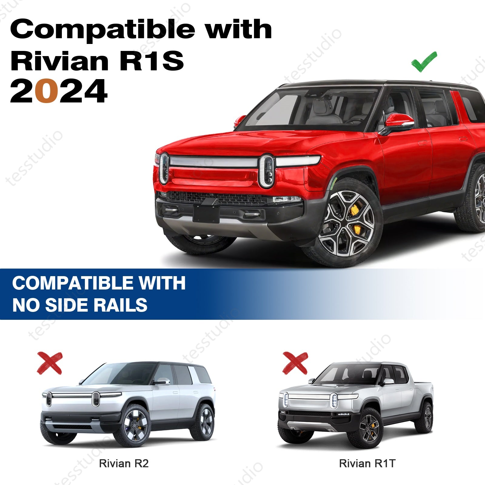 Rivian R1S Lockable Roof Rack Cargo Crossbars Rooftop Luggage Rack Cross Bars Rails Cargo Rack Carrier