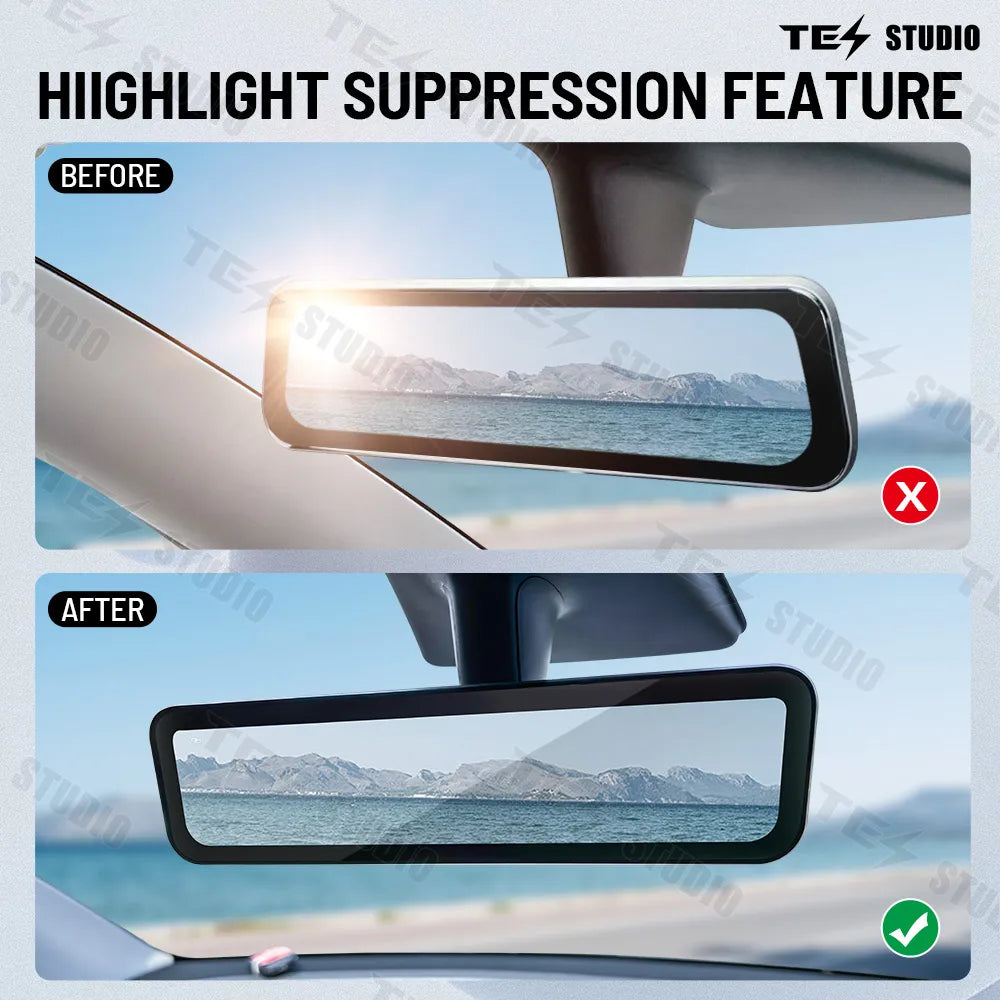 S92 Rearview Universal Fit for Model 3/Y/Highland 3 | 1080P HD DVR | Dual Way Video Recorder with WiFi | Anti Glare