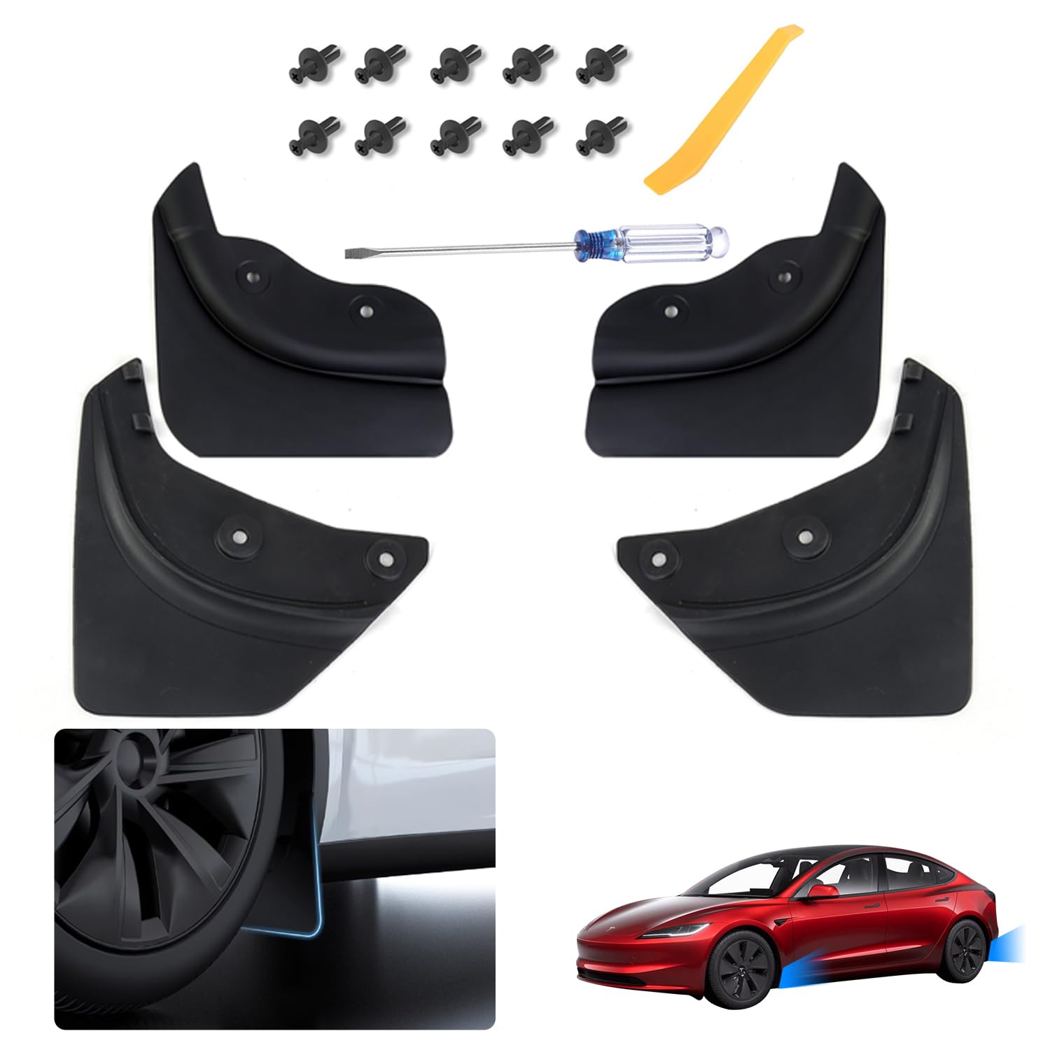 Tesstudio Tesla Model 3 Highland TPE Perfect Fit Mud Flaps