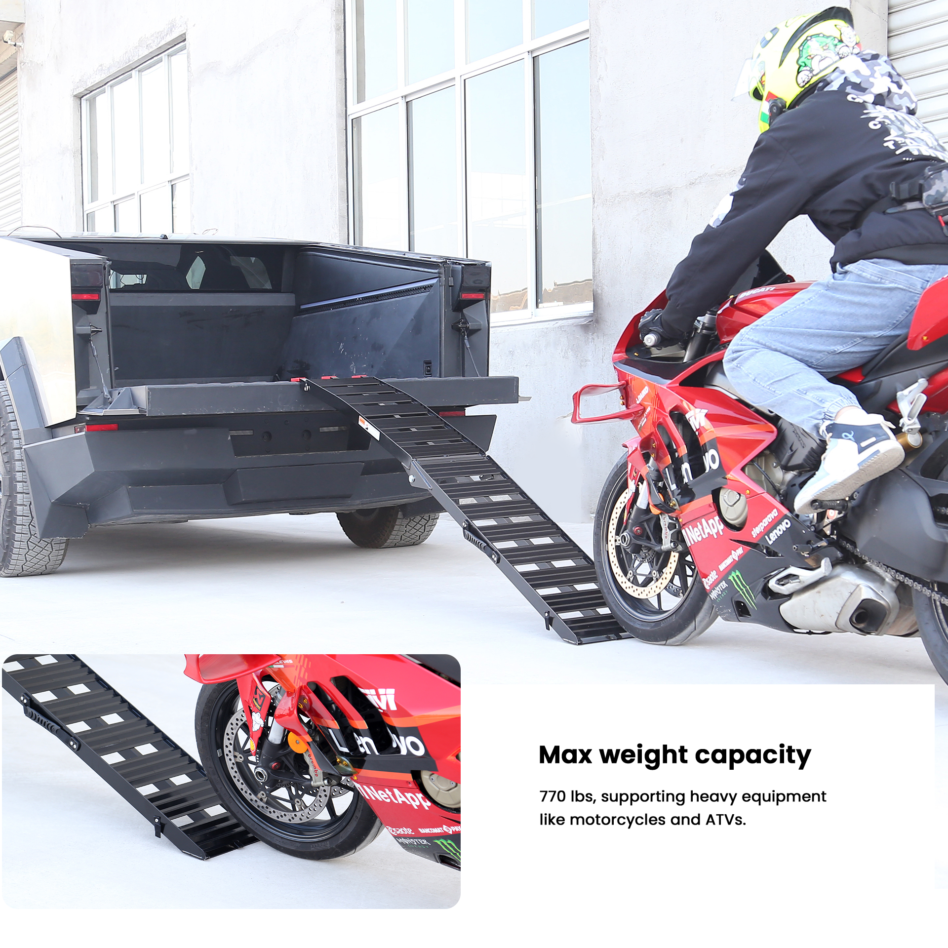 Telsa Cybertruck Portable Loading Ramps Cybertruck Exterior Accessories ATV Loading Ramps Tesstudio®