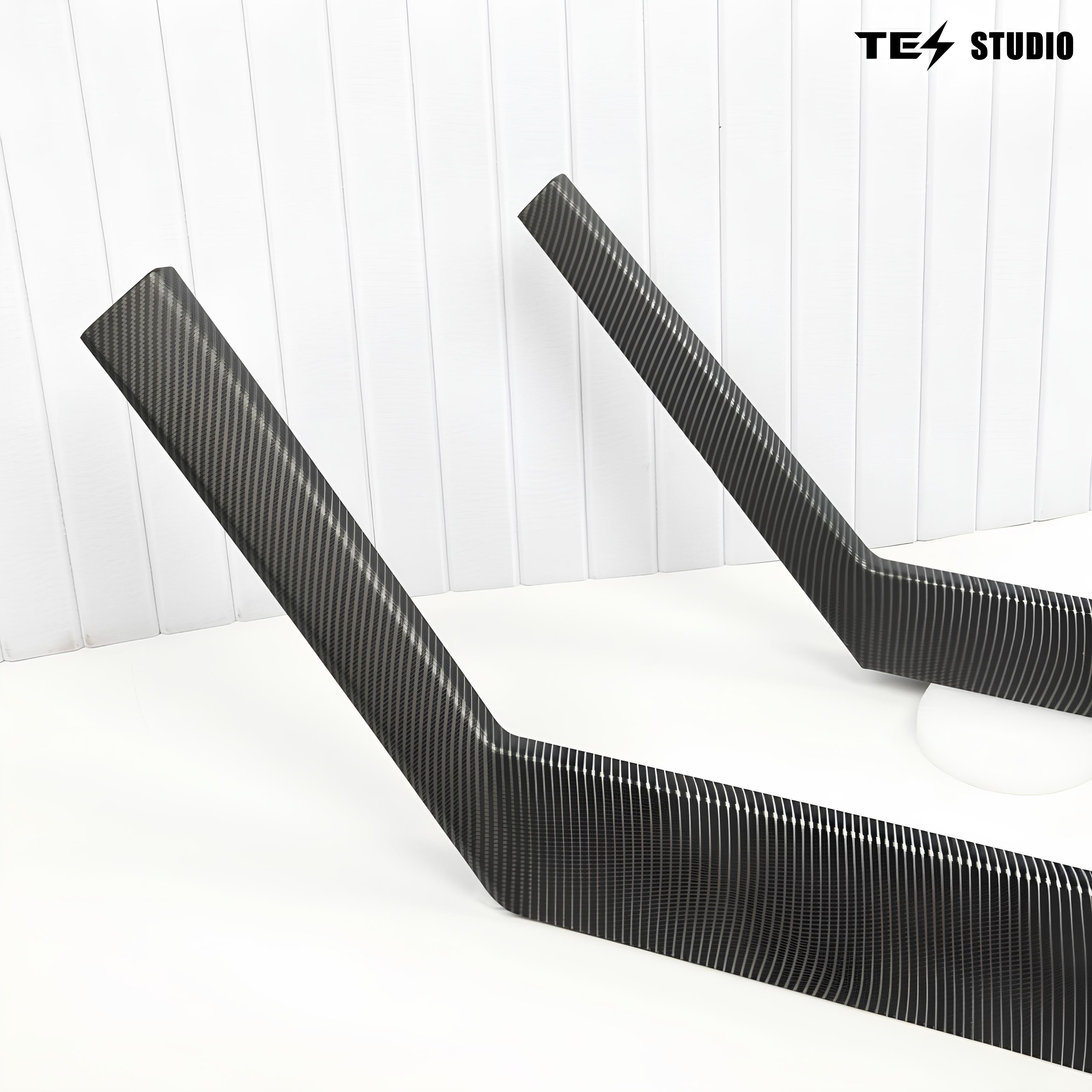 Tesla Cybertruck Accessories Lower Center Console Side Trim Covers Tesstudio® (Carbon Fiber Pattern ABS)