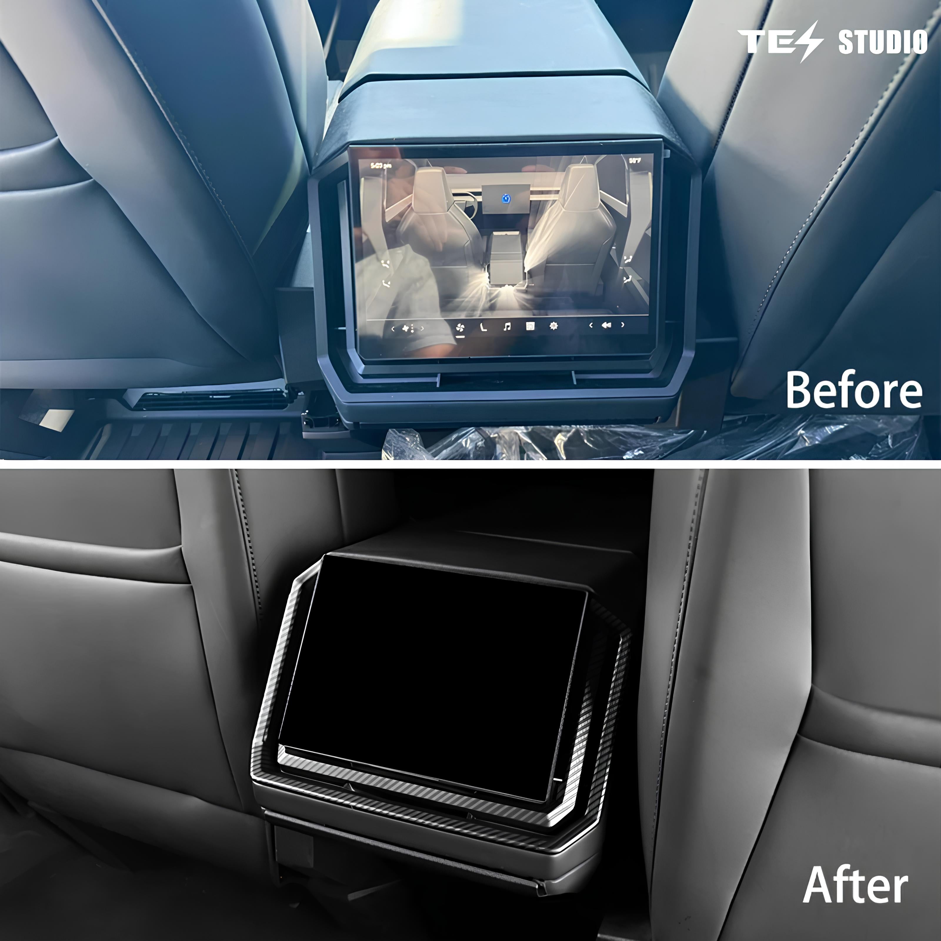 Tesla Cybertruck Interior Accessories Real Carbon Fiber Rear Screen Frame Cover Rear Air Vent Protective Cover 