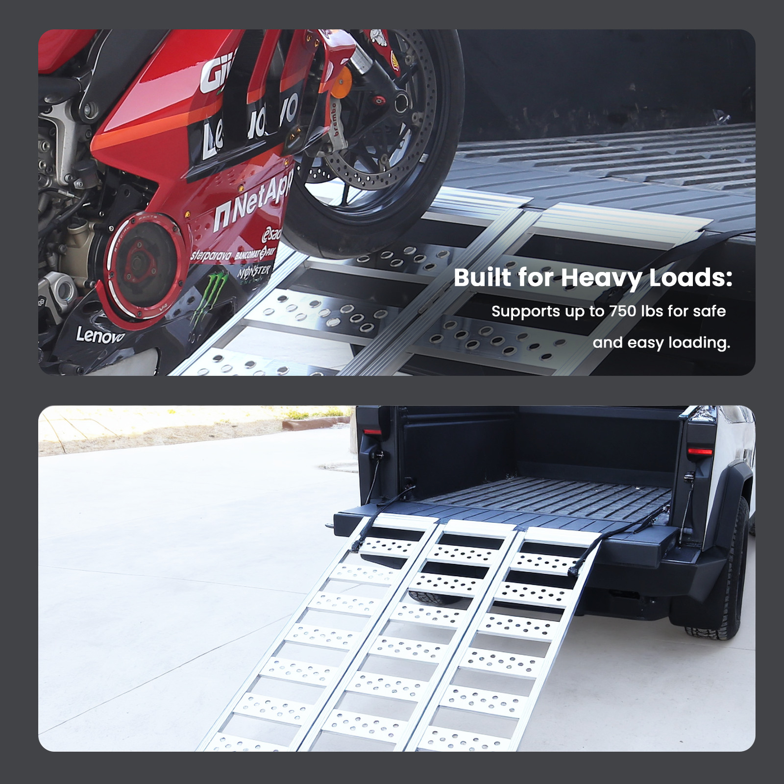 Tesla Cybertruck Loading Ramps Cybertruck Aluminum Portable Tri-Fold Loading Ramp Tesla Cybertruck Accessories Tesstudio®