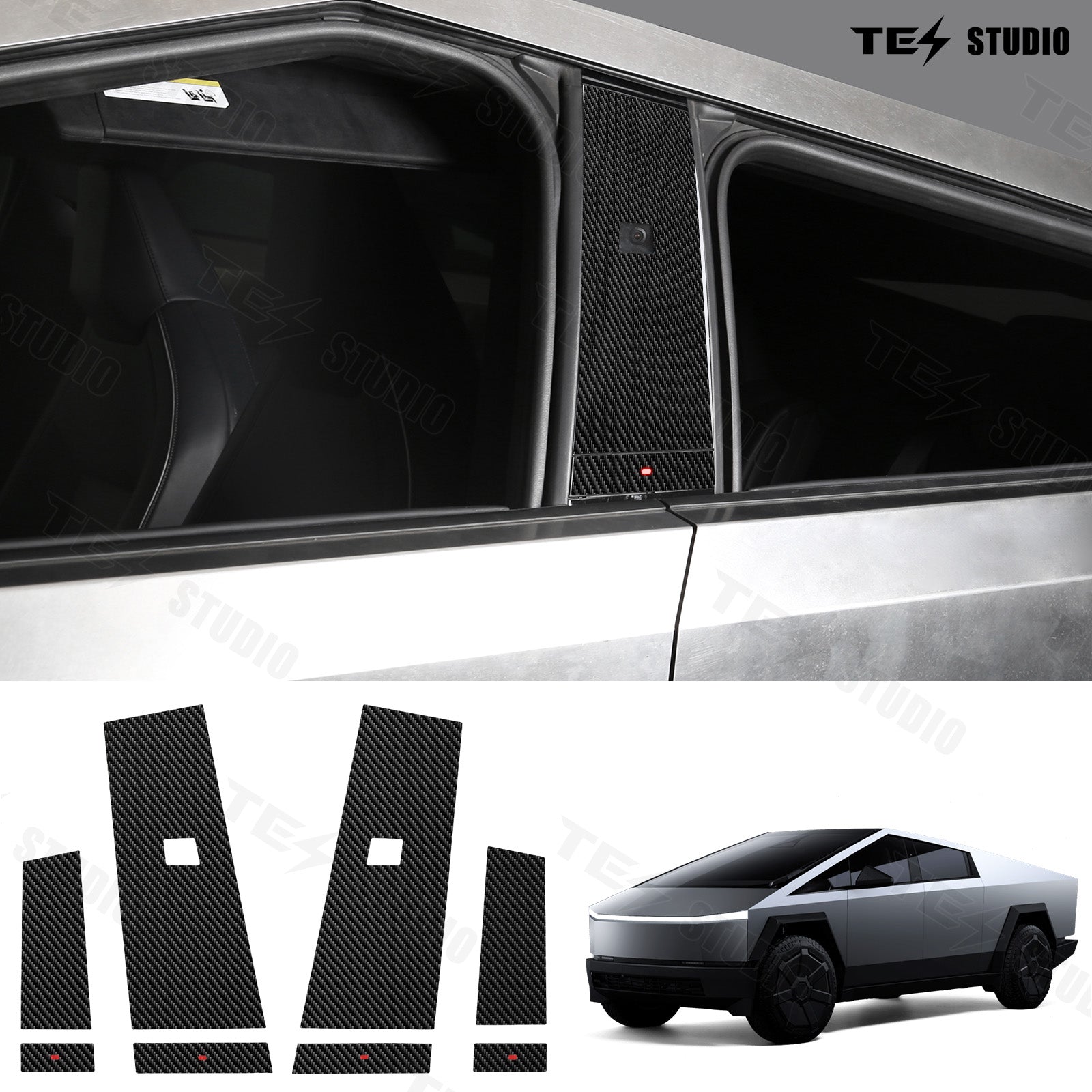 Tesla Cybertruck Paint Protection Film Window B C Pillar Tesla ppf Car Protection Film Satin ppf Paint Protection Cyber truck Accessories Tesstudio®