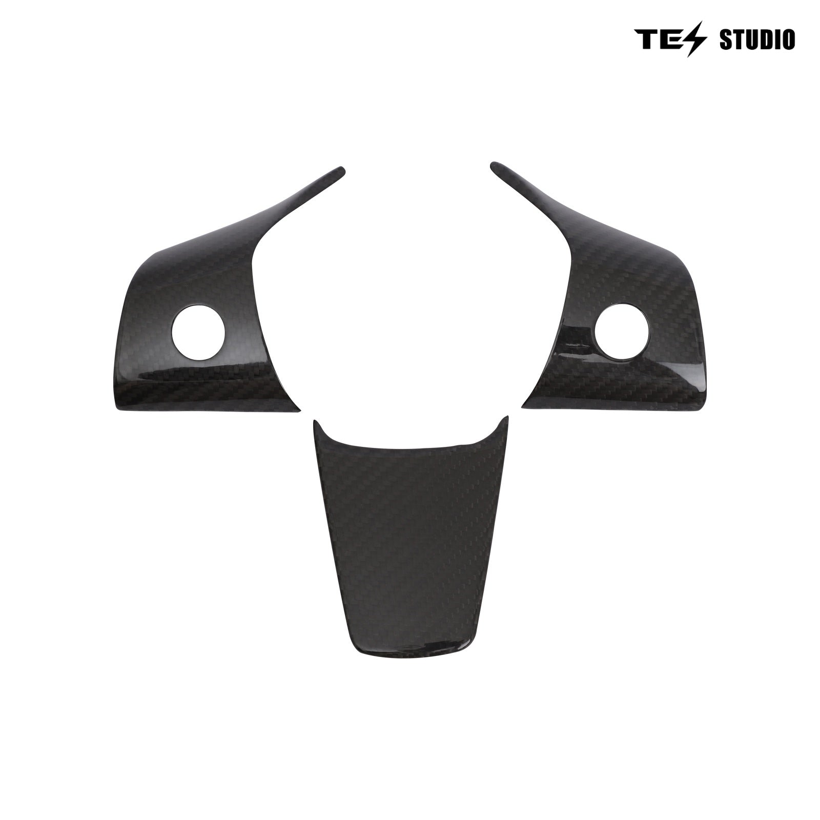 Tesla Model 3/Y Real Carbon Fiber Steering Wheel Decal Model 3/Y Steering Wheel Trim Tesstudio® (3Pcs)