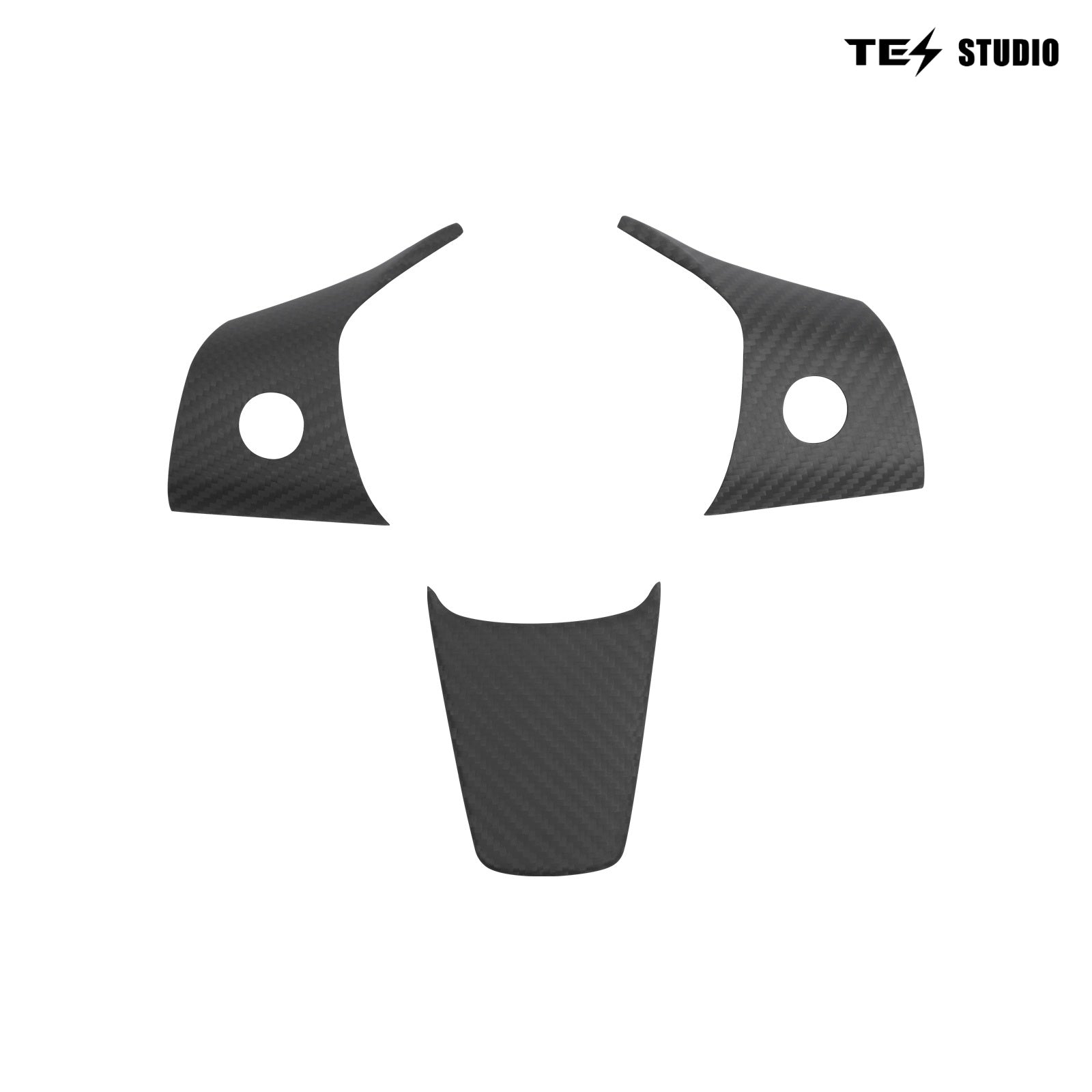 Tesla Model 3/Y Real Carbon Fiber Steering Wheel Decal Model 3/Y Steering Wheel Trim Tesstudio® (3Pcs)