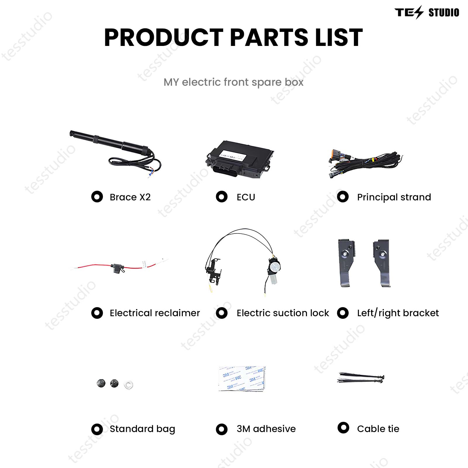 Tesla Model 3 Y Power Frunk Silent Front Trunk Electric Suction Lock 
Tesla Power Frunk Model 3 Model Y Auto Electric Power Frunk Kit Powered Frunk Tesstudio®