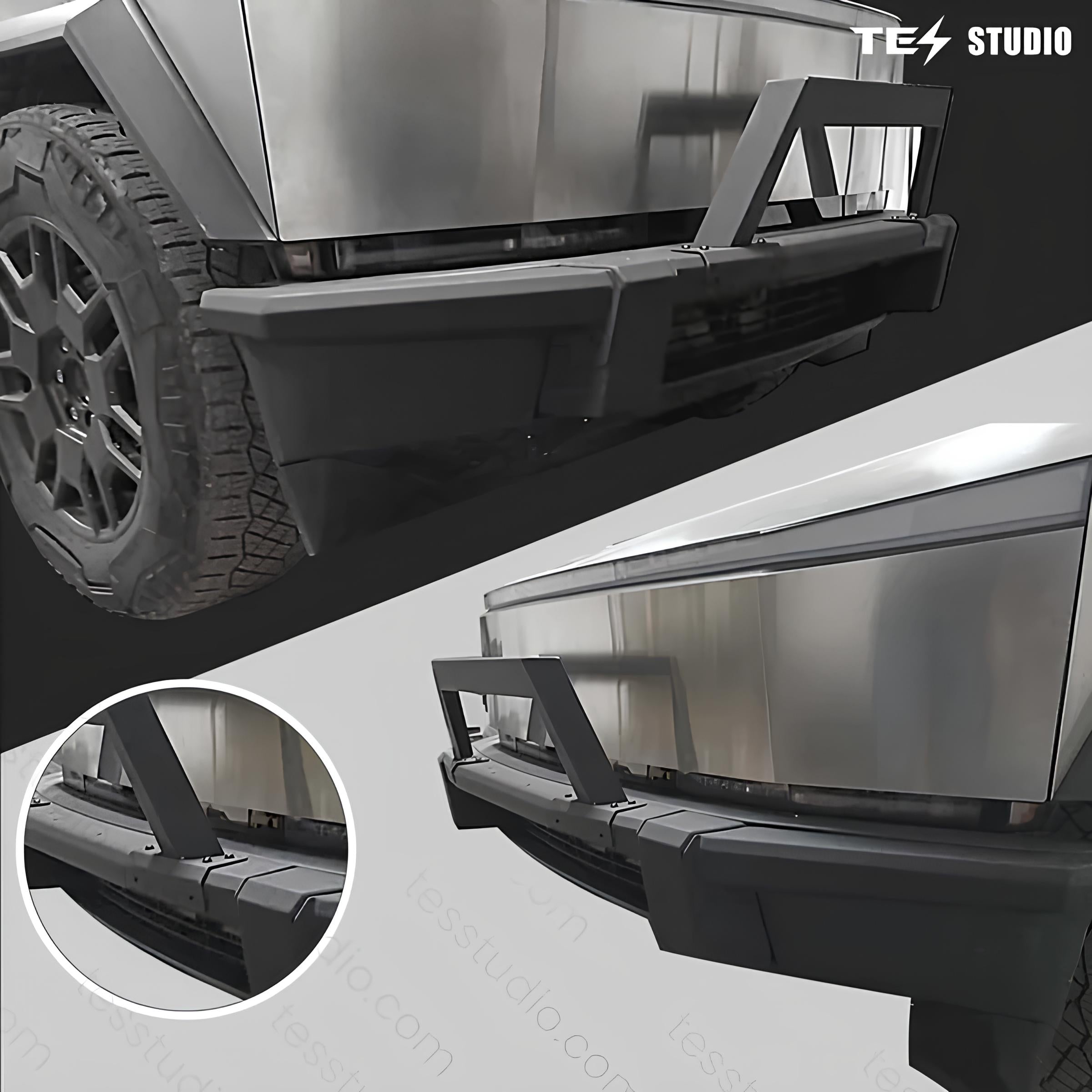 Tesla Cybertruck Steel Front Bumper with Black Texture Tesstudio®