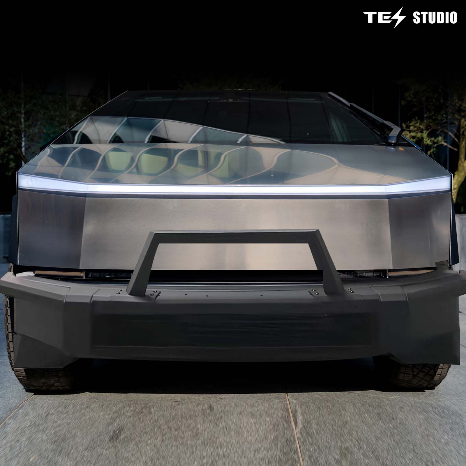 Tesla Cybertruck Steel Front Bumper with Black Texture Tesstudio®