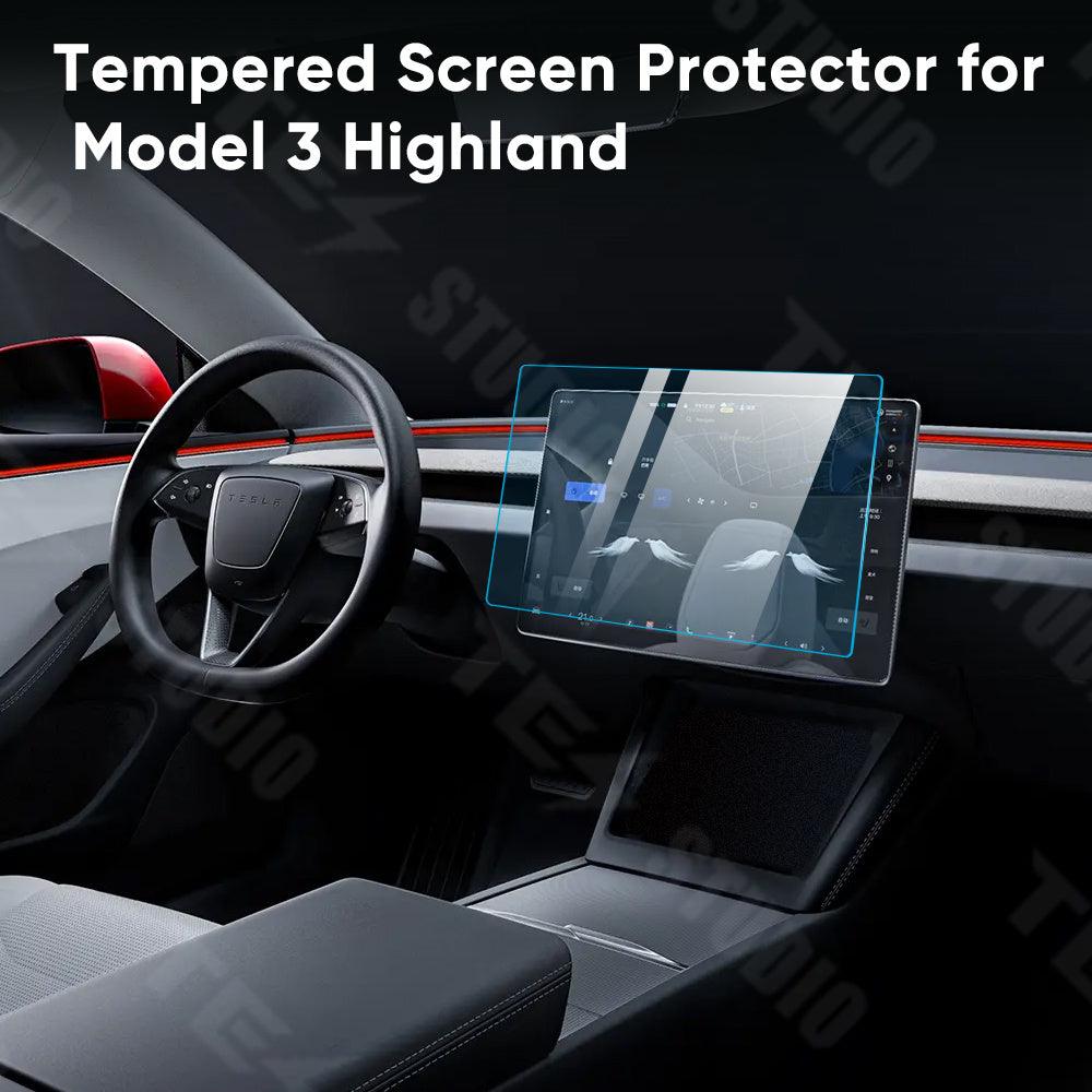 Tesstudio Tesla Accessories Model 3 Highland Tempered Glass Screen Protector Set for Front & Rear Displays