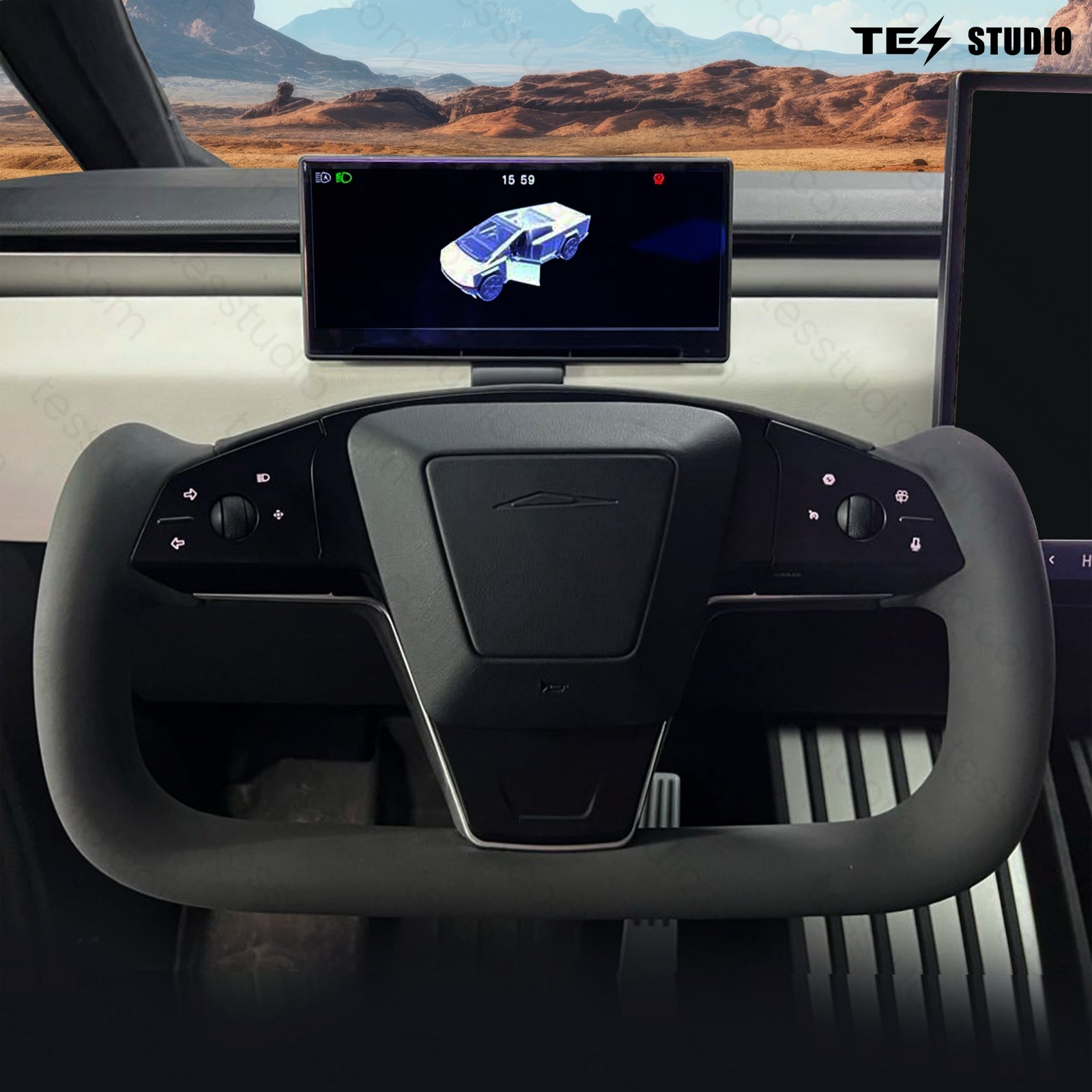 Cybertruck Yoke Steering Wheel and F9 9" Touch Screen Carplay Dashboard Combo Tesstudio®
