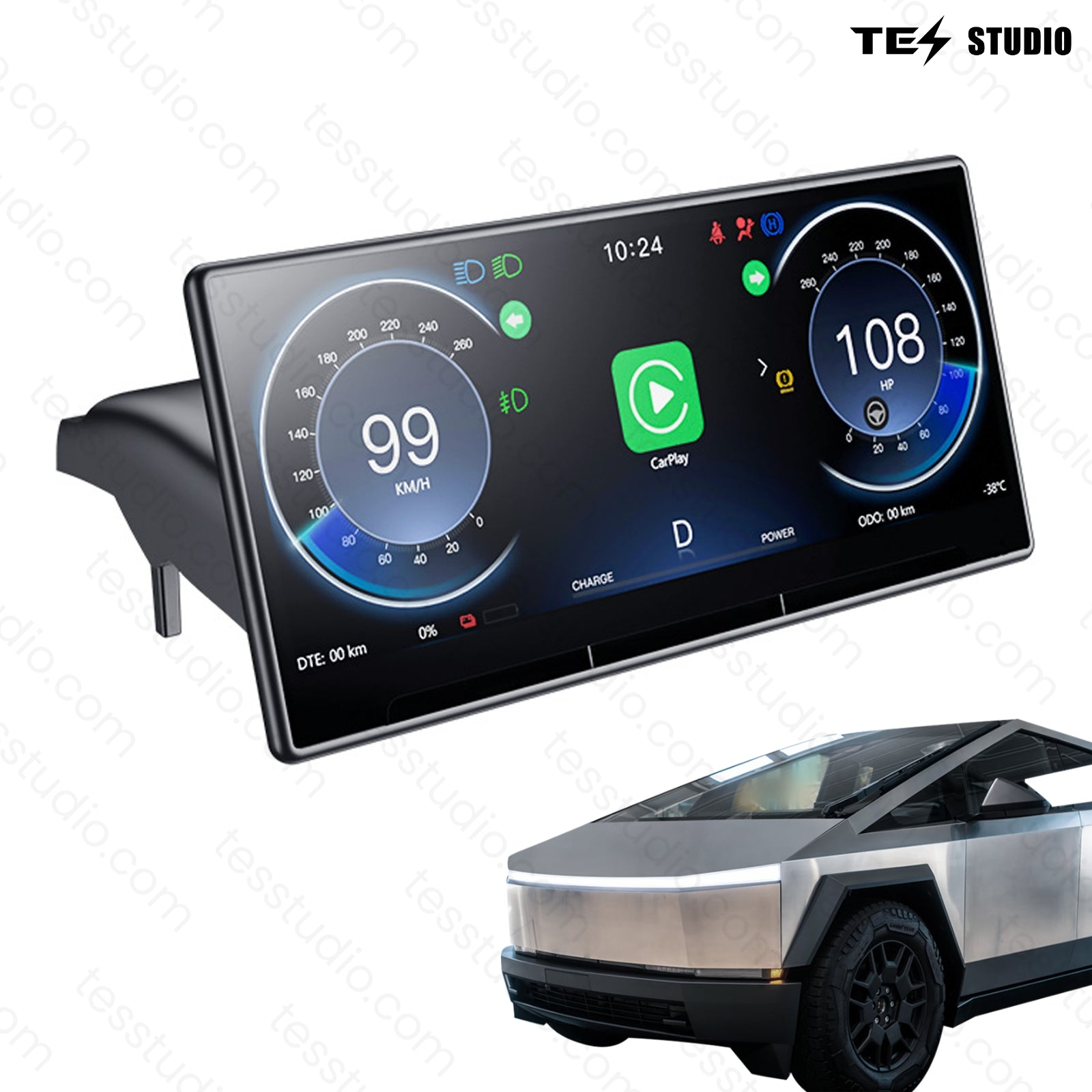 Cybertruck Yoke Steering Wheel and F9 9" Touch Screen Carplay Dashboard Combo Tesstudio®
