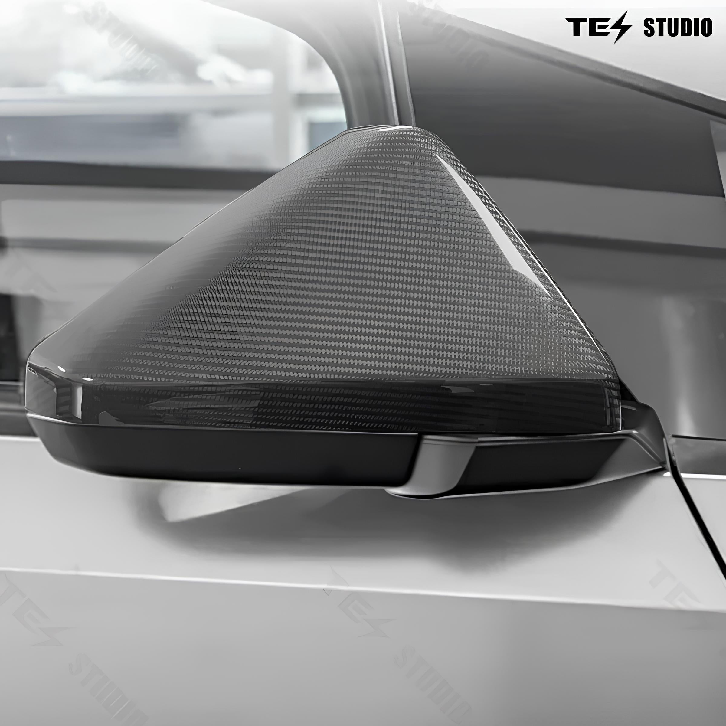 Real Carbon Fiber Side View Mirror Caps for Tesla Cybertruck Exterior Accessories 2PCS | Tesstudio