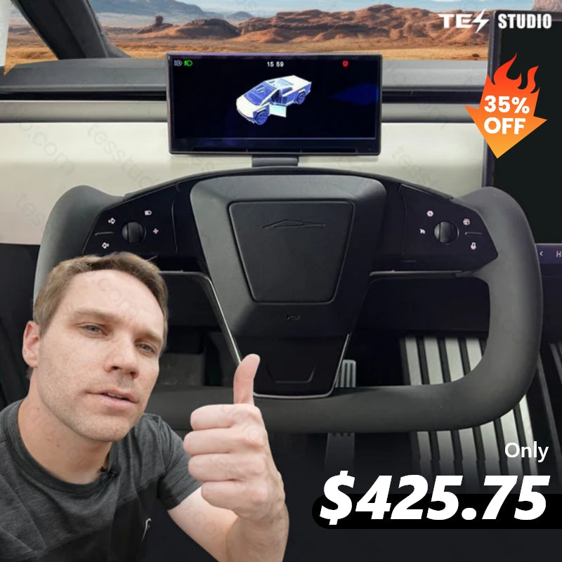 Cybertruck Yoke Steering Wheel and F9 9" Touch Screen Carplay Dashboard Combo Tesstudio®