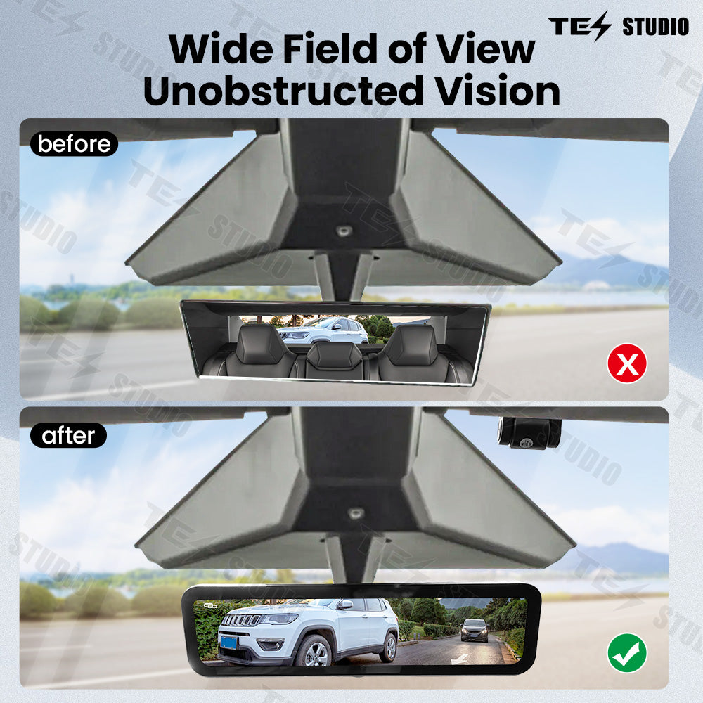 Cybertruck Streaming Rearview Mirror Recorder 1080P HD DVR Dual Way Video Recorder with WiFi  Anti Glare Tesstudio®