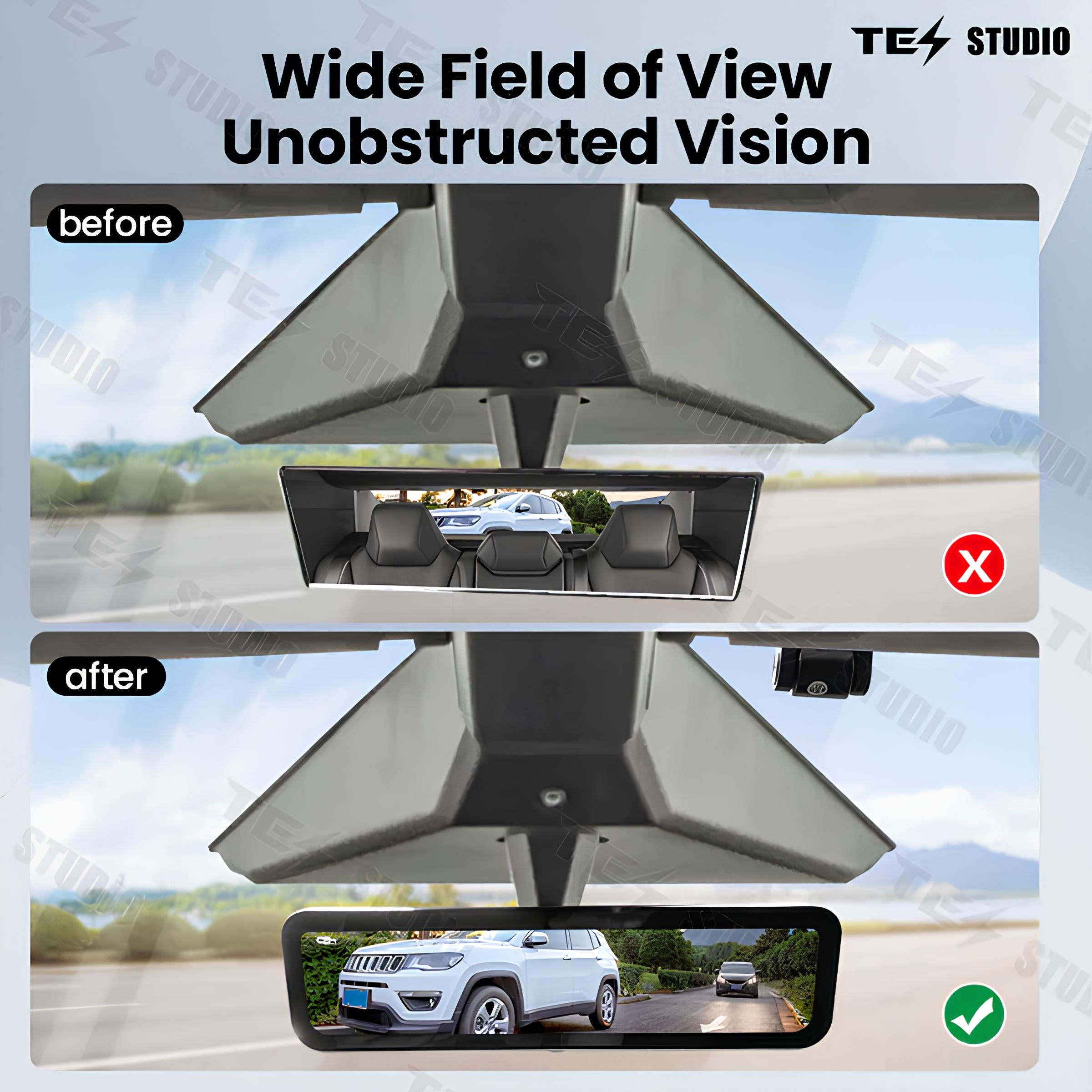 Cybertruck Streaming Rearview Mirror Recorder 1080P HD DVR Dual Way Video Optical | Fiber Transmission Signal Tesstudio®