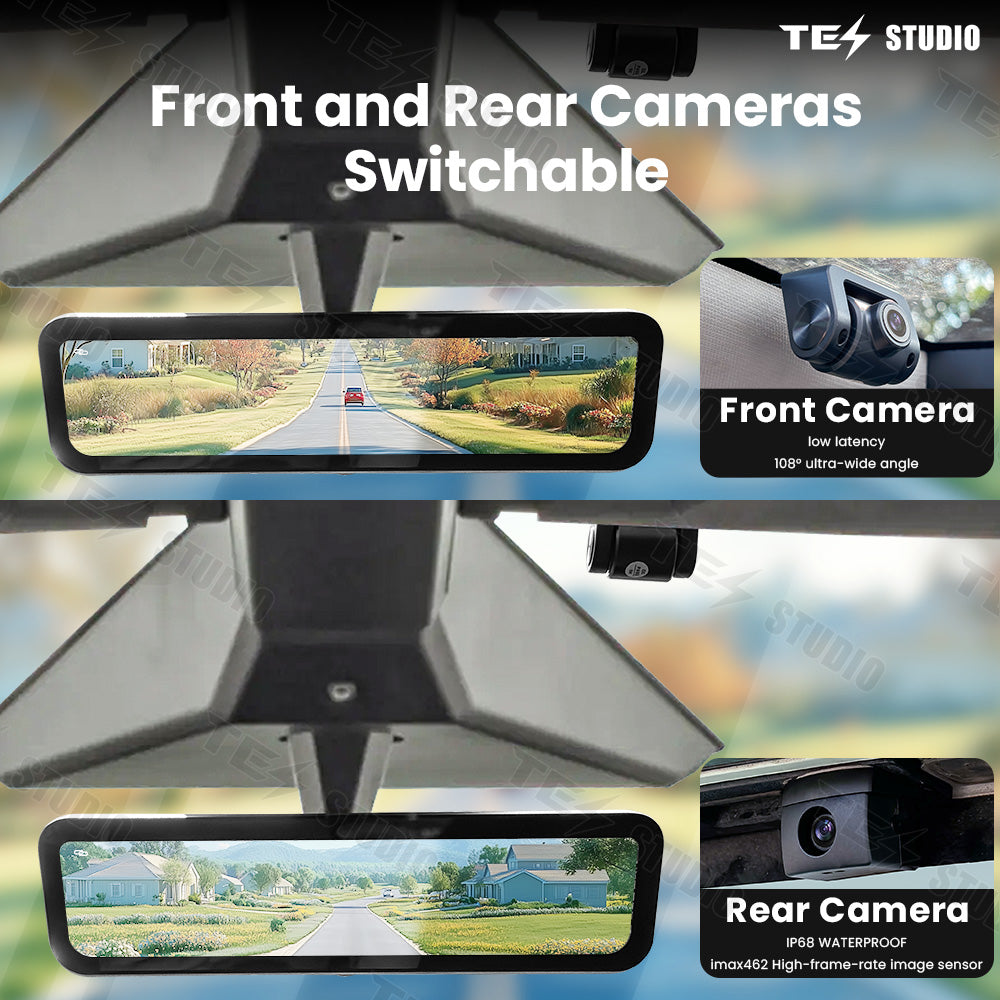 Cybertruck Streaming Rearview Mirror Recorder 1080P HD DVR Dual Way Video Recorder with WiFi  Anti Glare Tesstudio®