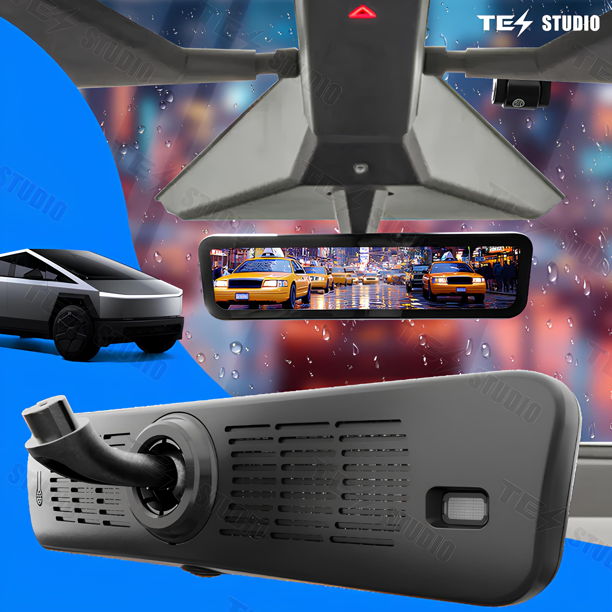 Cybertruck Streaming Rearview Mirror Recorder 1080P HD DVR Dual Way Video Optical | Fiber Transmission Signal Tesstudio®