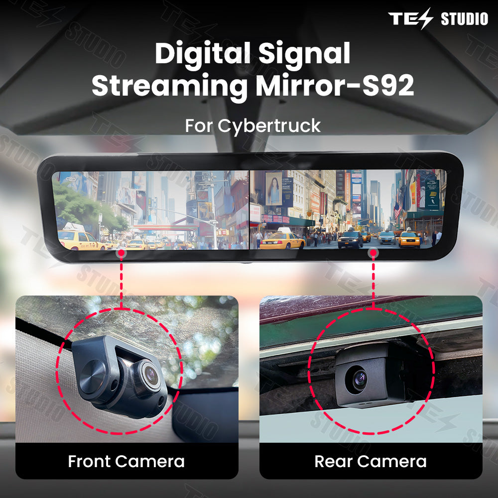 Cybertruck Streaming Rearview Mirror Recorder 1080P HD DVR Dual Way Video Recorder with WiFi  Anti Glare Tesstudio®