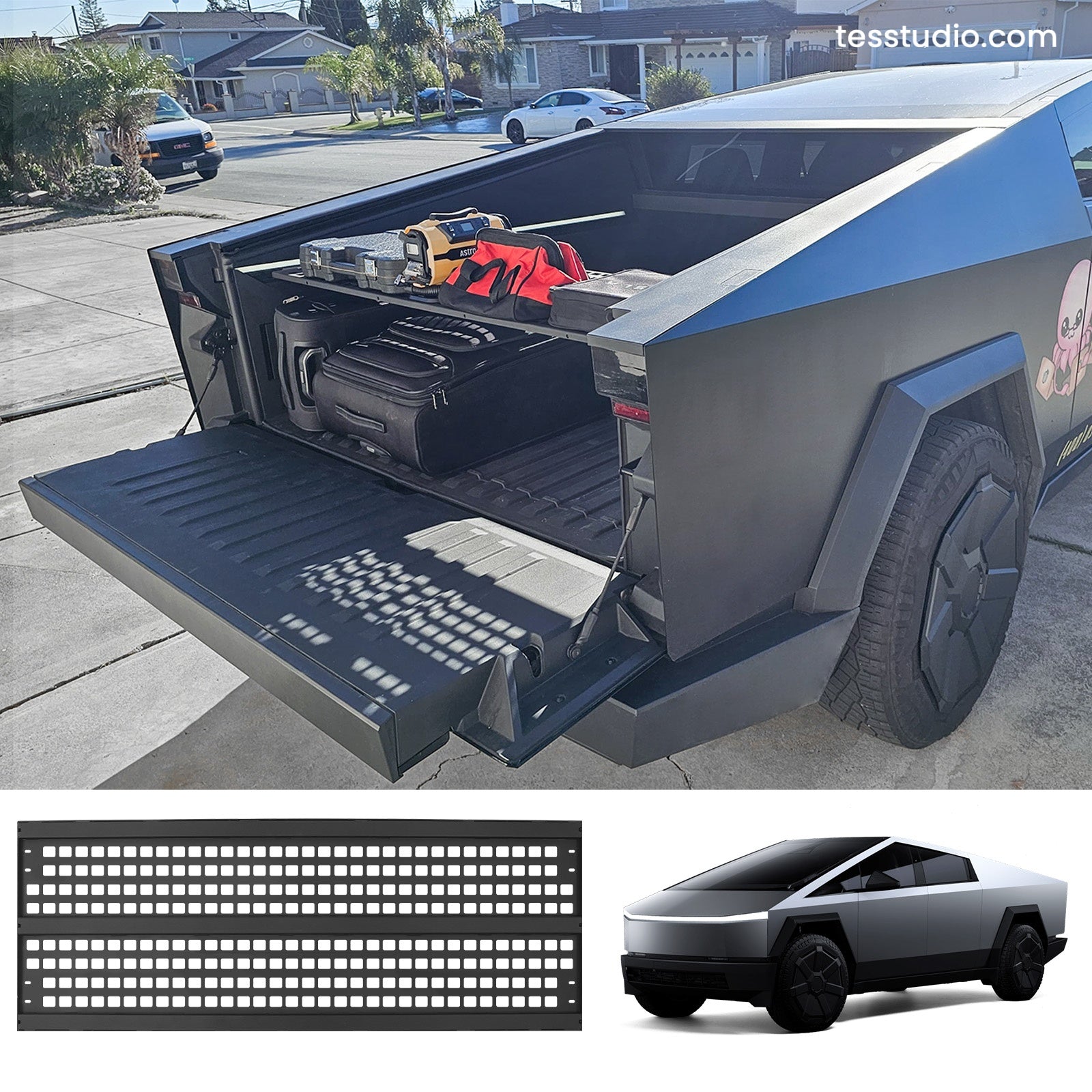 Tesla Cybertruck Vault Cargo Divider Truck Accessories Molle Trunk Bed Divider Tesstudio®