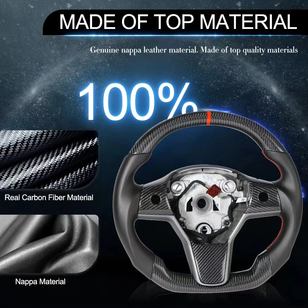 Tesstudio Napa Carbon Fiber Steering Wheel Custom For Model 3/Y