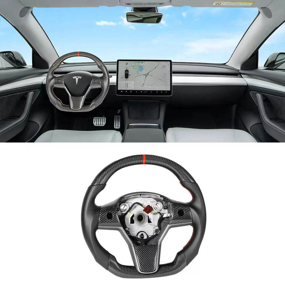 Tesstudio Napa Carbon Fiber Steering Wheel Custom For Model 3/Y