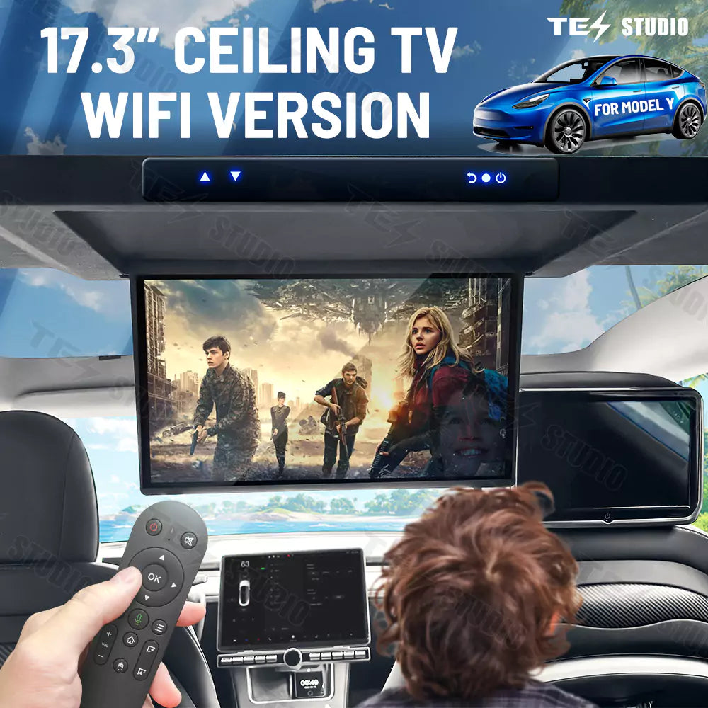 Tesstudio Tesla Accessories 17.3-Inch Car Roof Mounted TV With Wi-Fi for Model Y